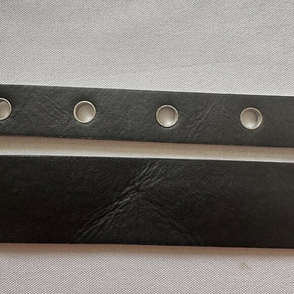 Brandy Melville Belts Lot of 2 Black Faux Leather Silver Buckle Rivet Holes - Picture 6 of 15